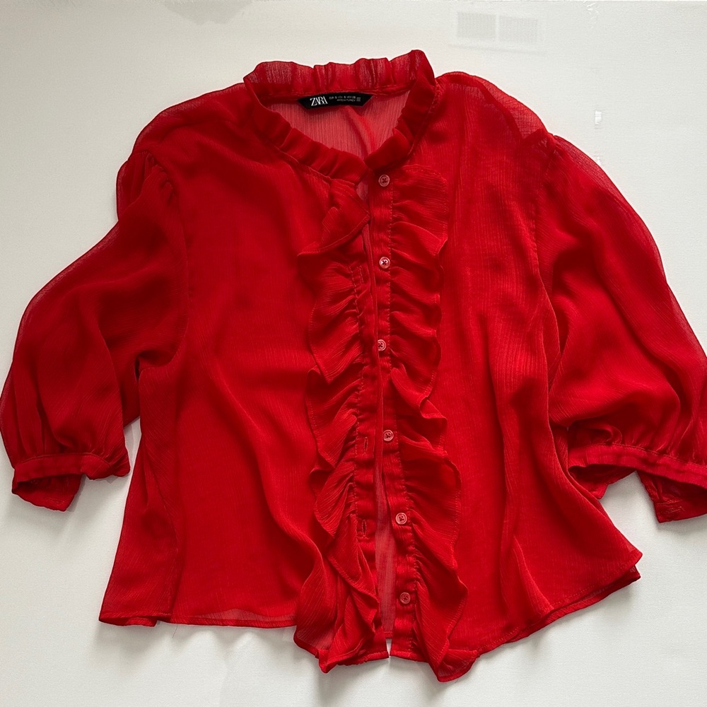 Zara Scarlet Ruffled Blouse